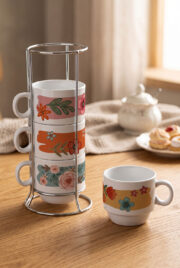Retro Bloom Standlı Espresso Fincan Seti - Görsel 2